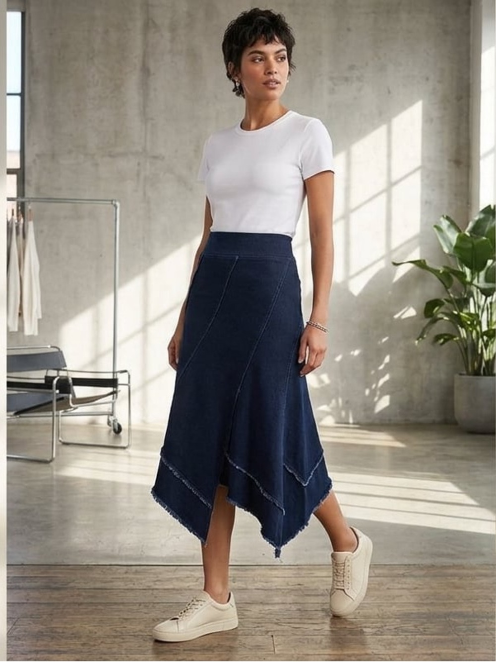 XCVI Denim Midi Skirt